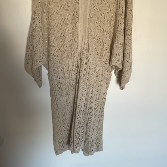 Taupe Crochet V-Neck Beach Coverup - Picture 3 of 6